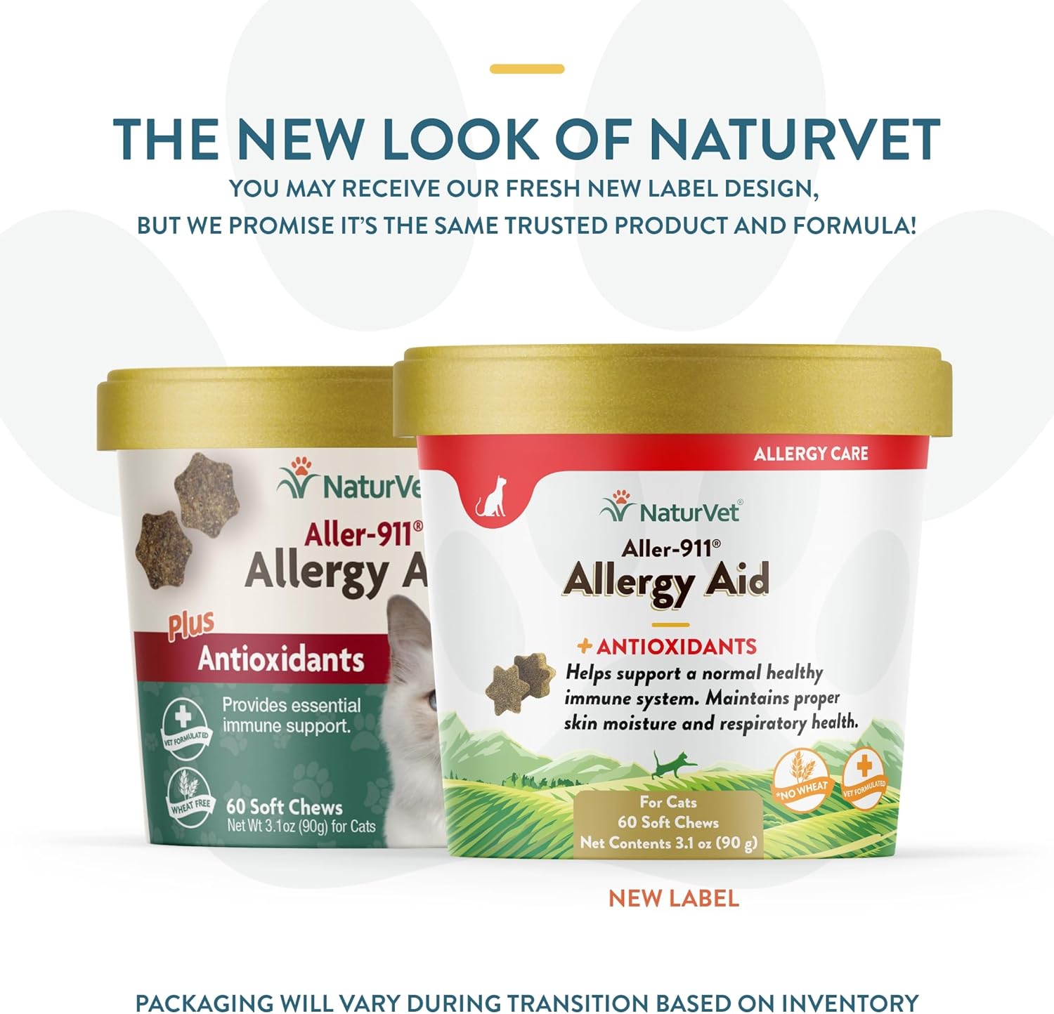 NaturVet Aller-911 Allergy Aid Soft Chews for Cats - Supports Immune System & Skin Health - Omega-3 & Antioxidants - 60 Chews