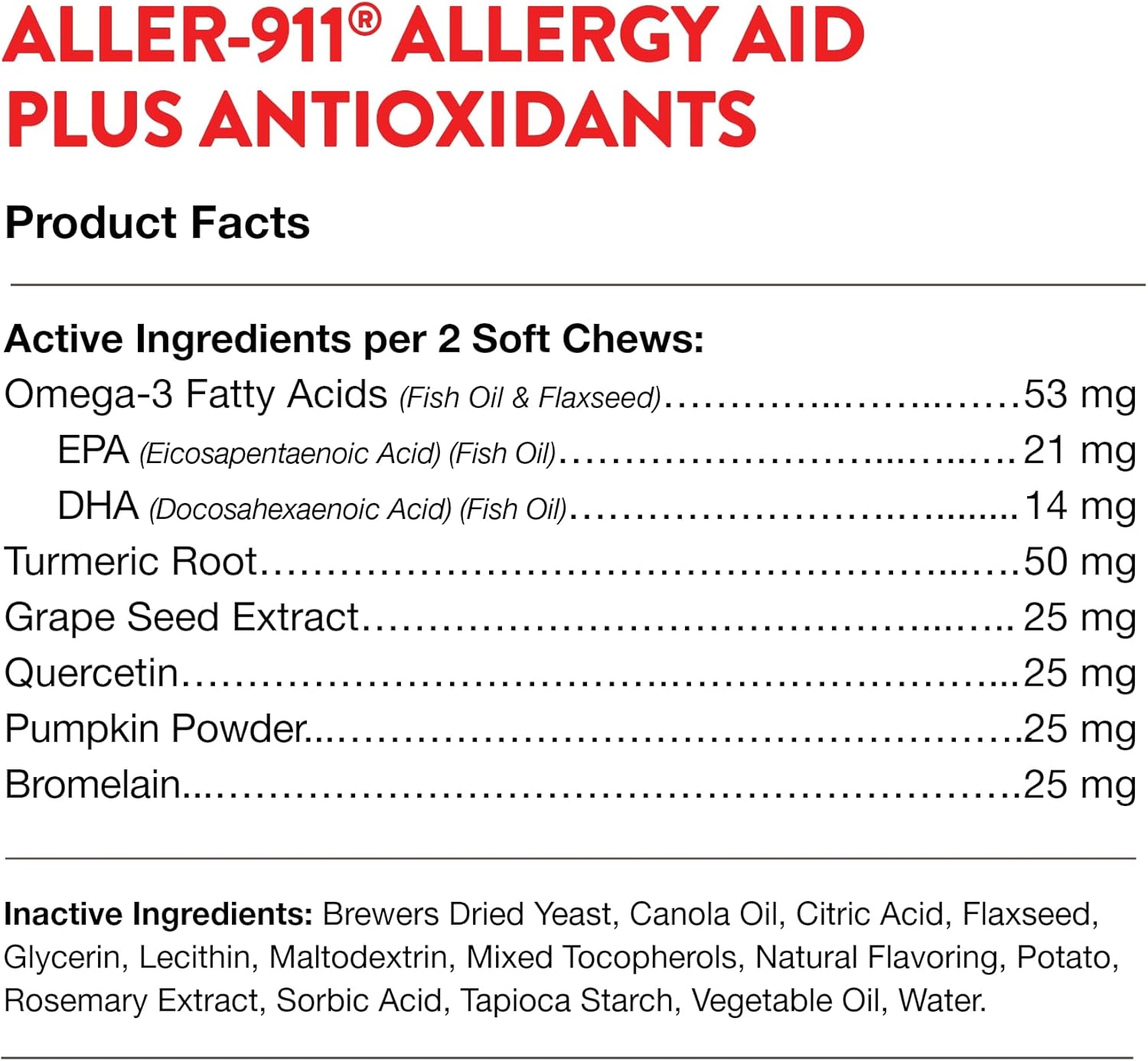 NaturVet Aller-911 Allergy Aid Soft Chews for Cats - Supports Immune System & Skin Health - Omega-3 & Antioxidants - 60 Chews