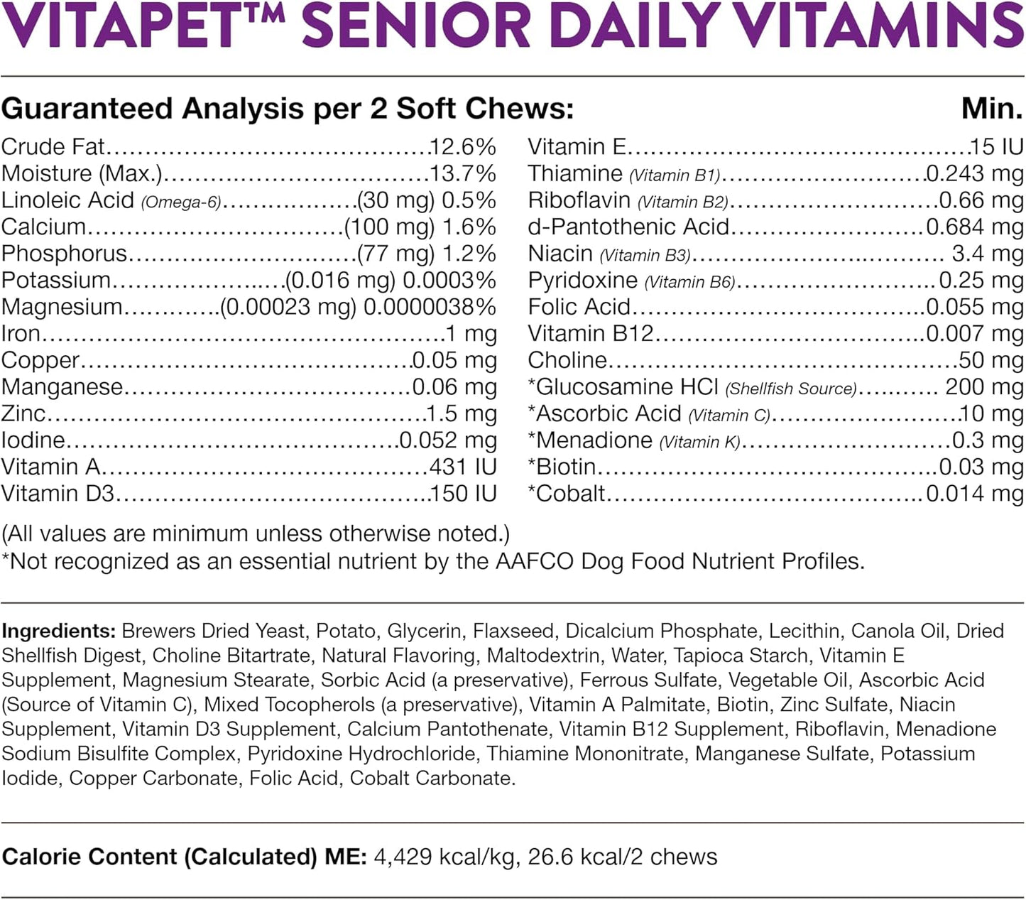 NaturVet VitaPet Senior Daily Vitamin Dog Supplements with Glucosamine for Joint Support - 120 Ct. Soft Chews for Older, Active Dogs - BoostGo Australia