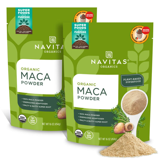 Navitas Organics Maca Powder 16oz 2-Pack - 181 Servings, Organic Non-GMO Gluten-Free Light Brown Powder