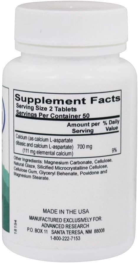 NCI Advanced Research Dr. Hans Nieper Calcium Aspartate Tablets 350mg 100 Count Bottle
