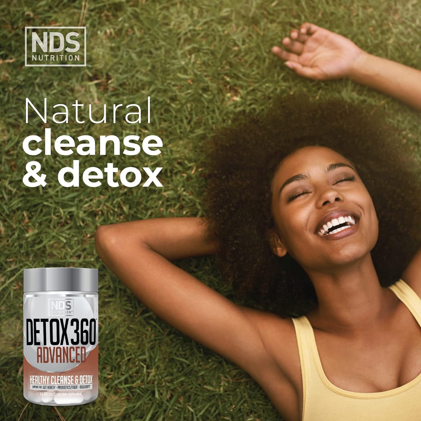 NDS Nutrition Detox 360 Advanced: Complete Cleanse with Probiotics & Fiber - Support Gut Health, Regularity, Digestion - 60 Capsules