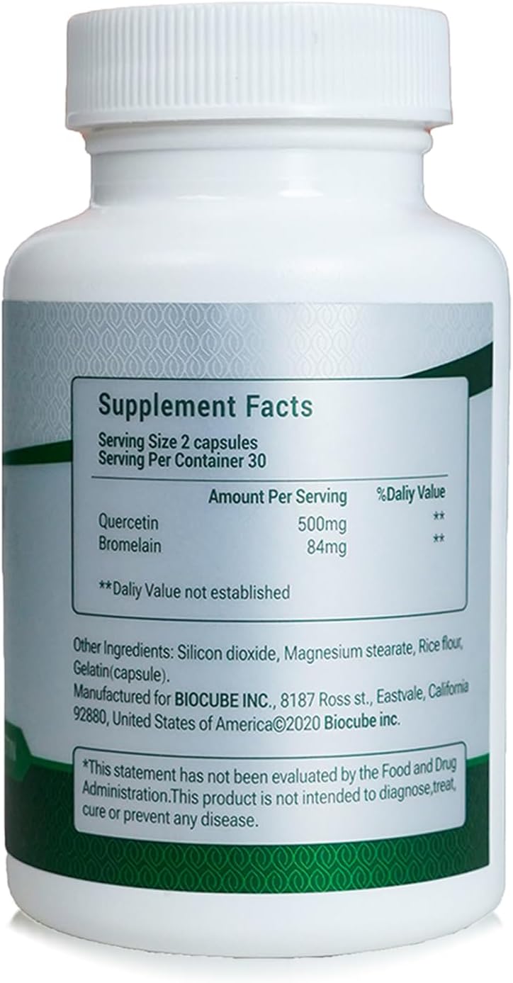 NEOBIO Quercetin 500mg Capsules with Bromelain for Immune & Body Health - 60 Veggie Capsules