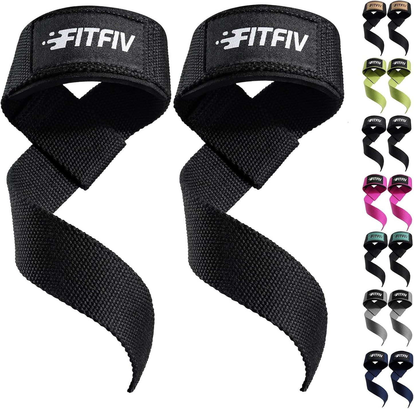 Neoprene-Padded FITFIV Lifting Straps for Strength Training - Men & Women