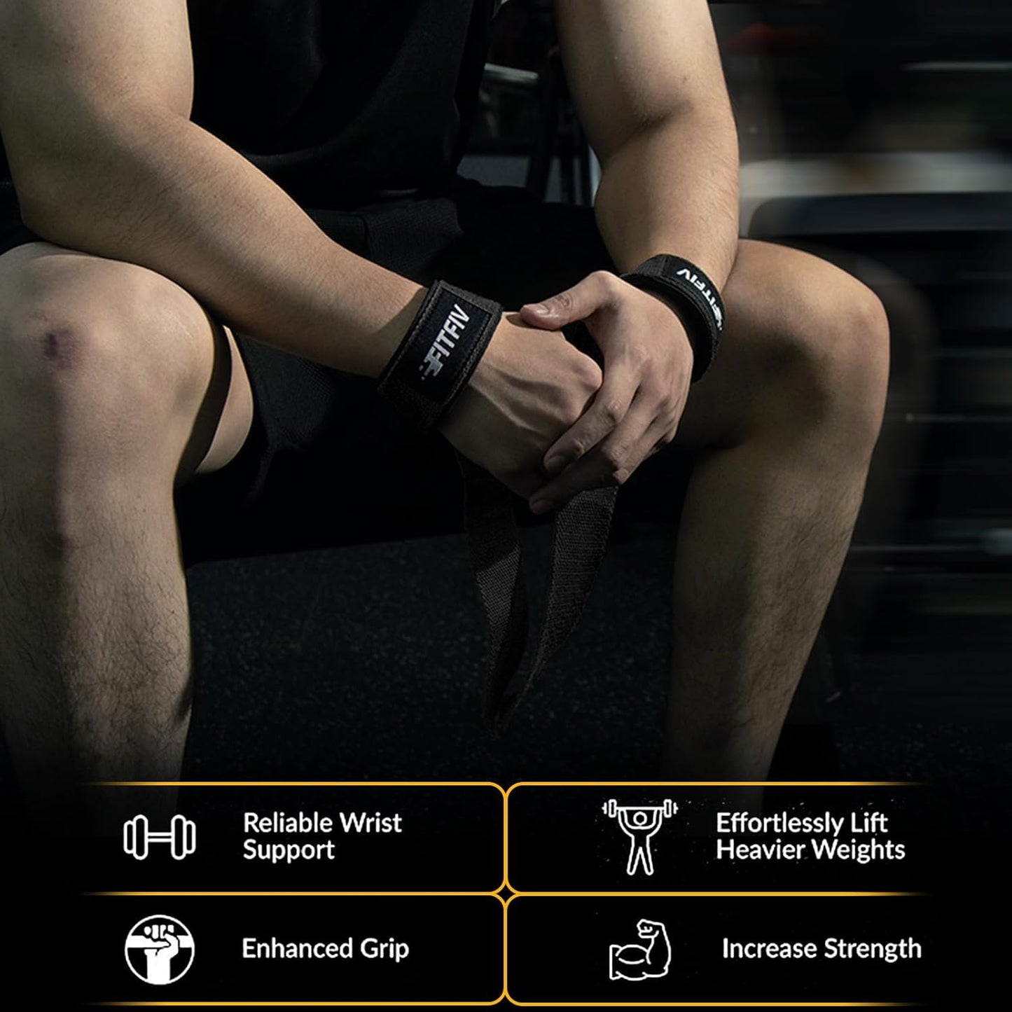 Neoprene-Padded FITFIV Lifting Straps for Strength Training - Men & Women