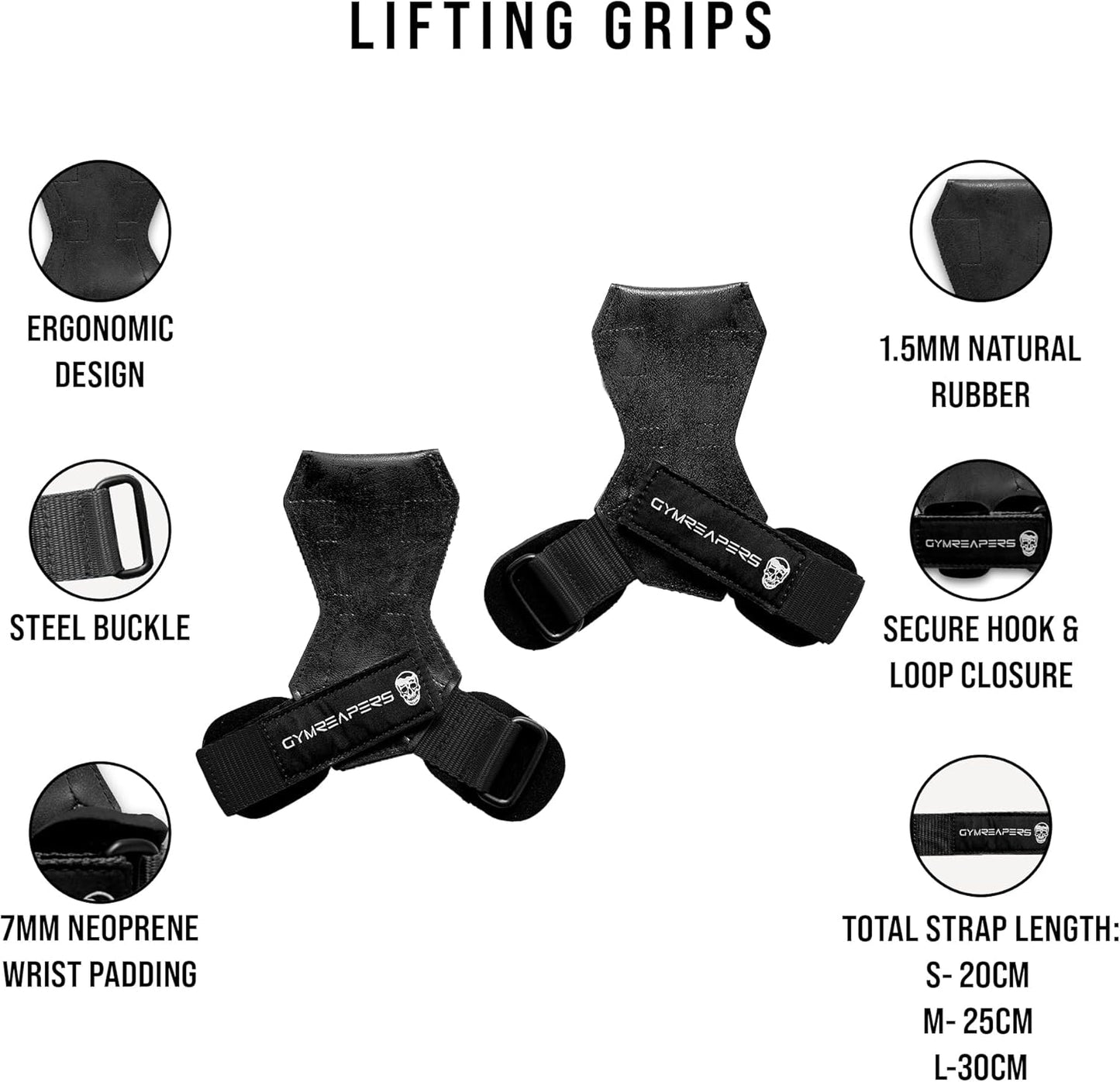 Neoprene Padded Weightlifting Grips with Strong Wrist Support for Powerlifting and Bodybuilding - Pair of Gymreapers Gloves