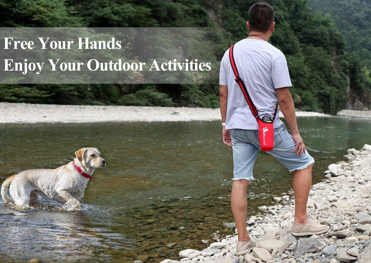 Neoprene Water Bottle Sling with Adjustable Shoulder Strap for Stainless Steel and Plastic Bottles, Great for Sport and Energy Drinks