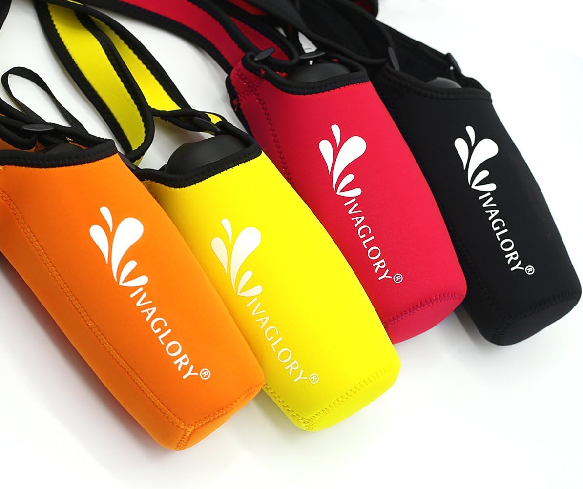 Neoprene Water Bottle Sling with Adjustable Shoulder Strap for Stainless Steel and Plastic Bottles, Great for Sport and Energy Drinks