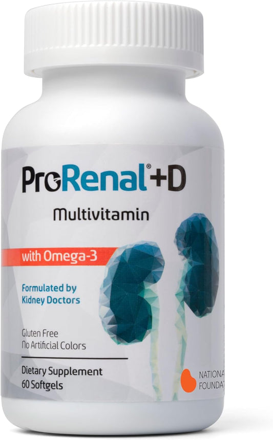 Nephroceuticals ProRenal+D Kidney Multivitamin Supplement with Omega-3 Fish Oil - 30 Day Supply
