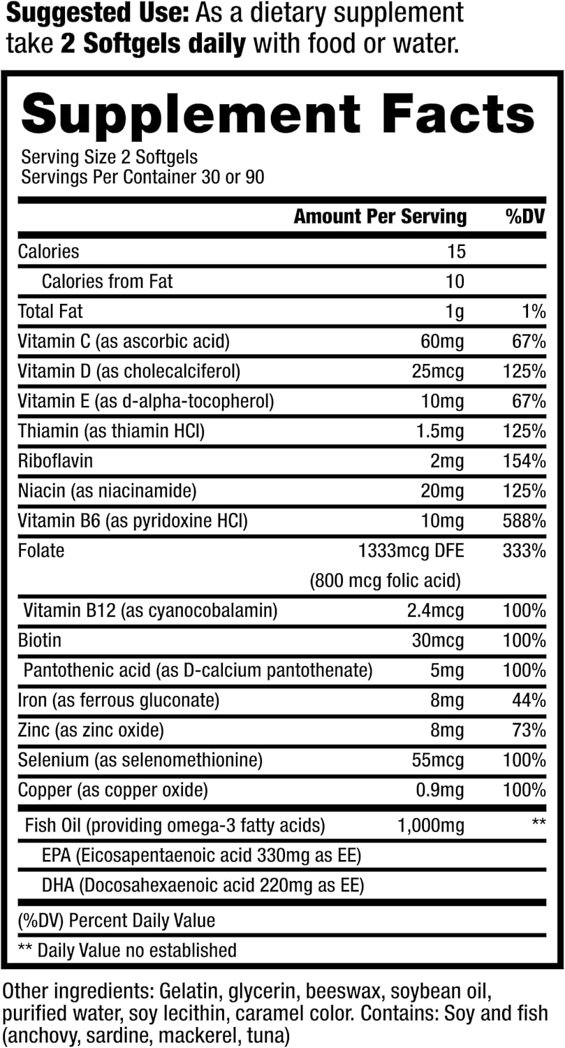 Nephroceuticals ProRenal+D Kidney Multivitamin Supplement with Omega-3 Fish Oil - 30 Day Supply