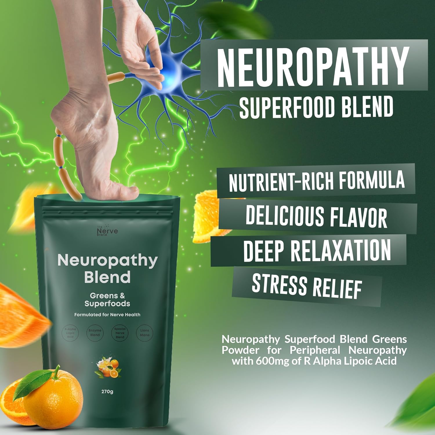 Nerve Brand Neuropathy Superfood Sunshine Orange Supplement for Nerve Health