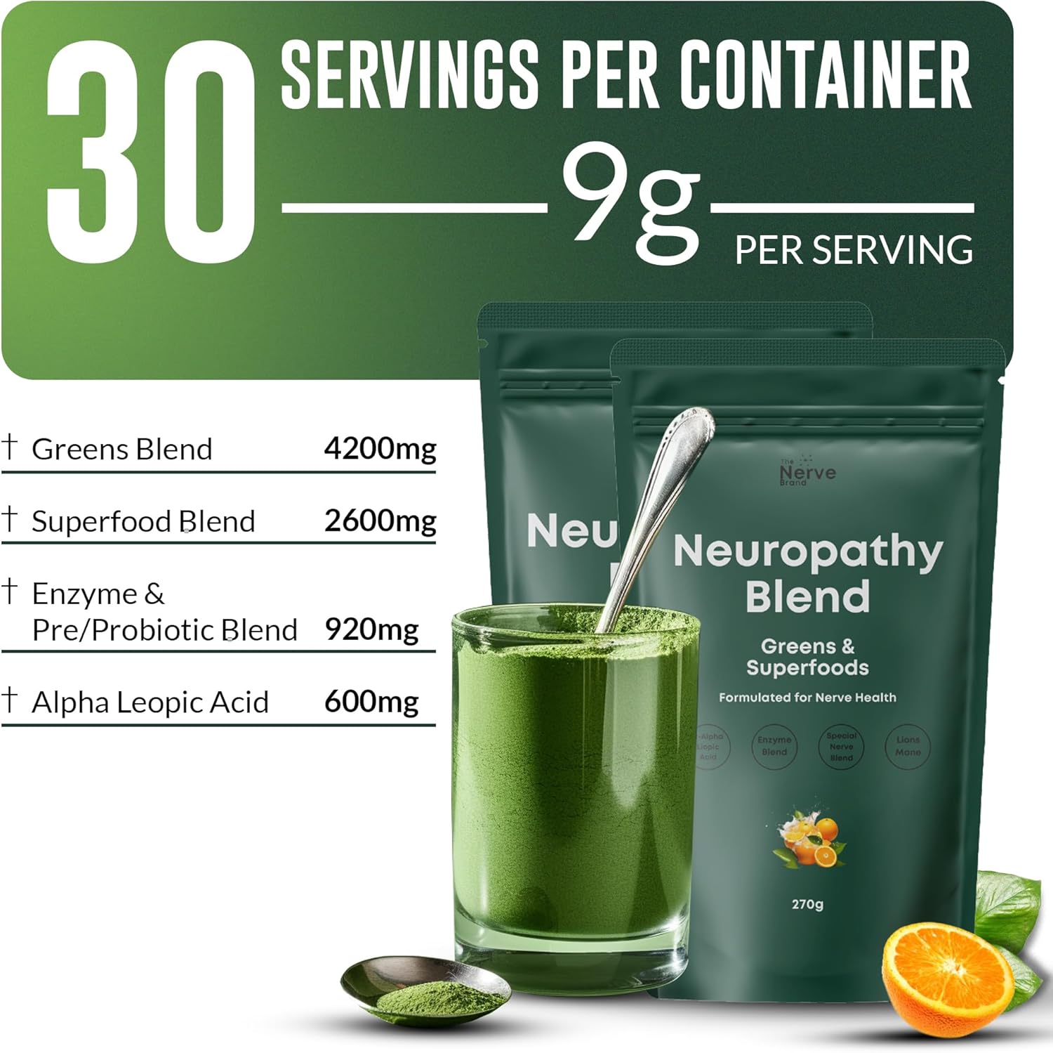 Nerve Brand Neuropathy Superfood Sunshine Orange Supplement for Nerve Health