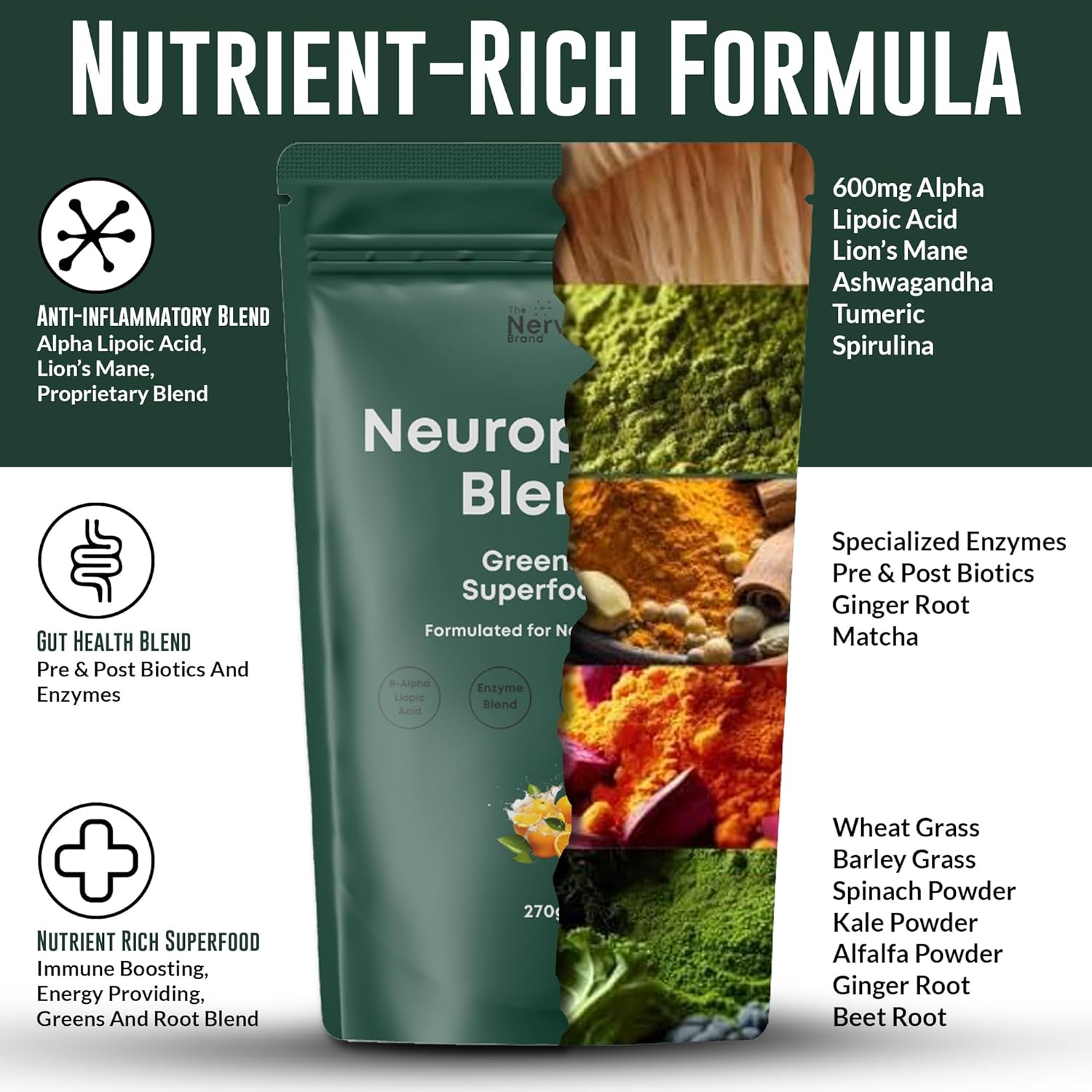 Nerve Brand Neuropathy Superfood Sunshine Orange Supplement for Nerve Health