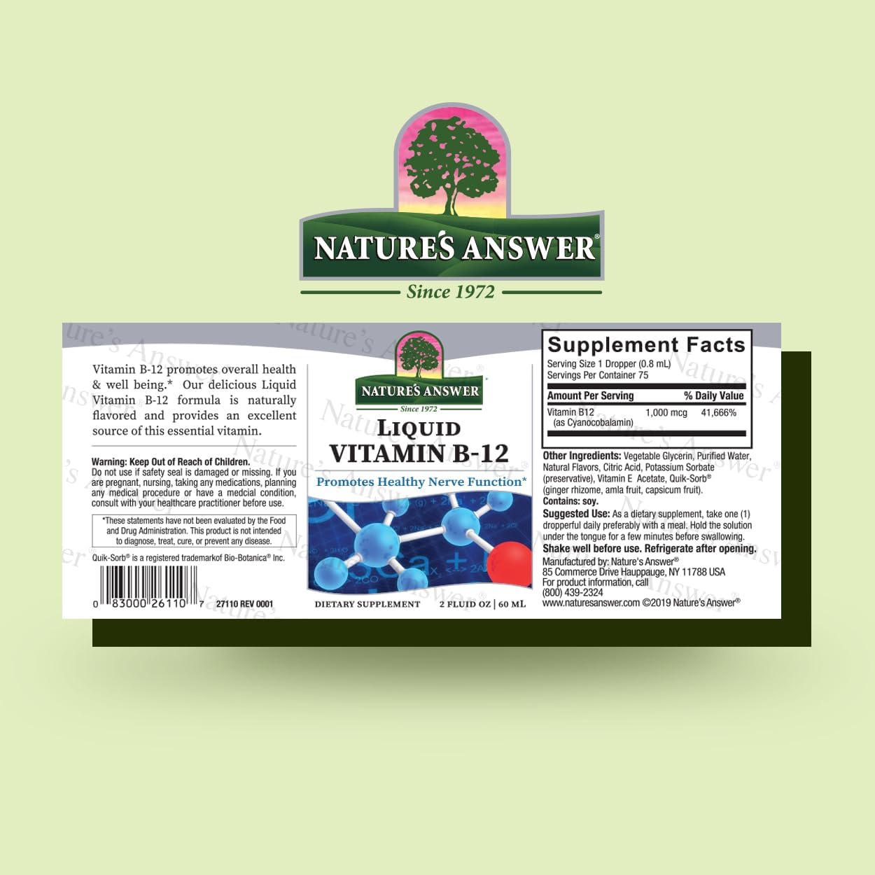 Nerve Function & Energy Boosting Liquid Vitamin B-12 | Naturally Flavored & Gluten-Free 2oz | Nature's Answer