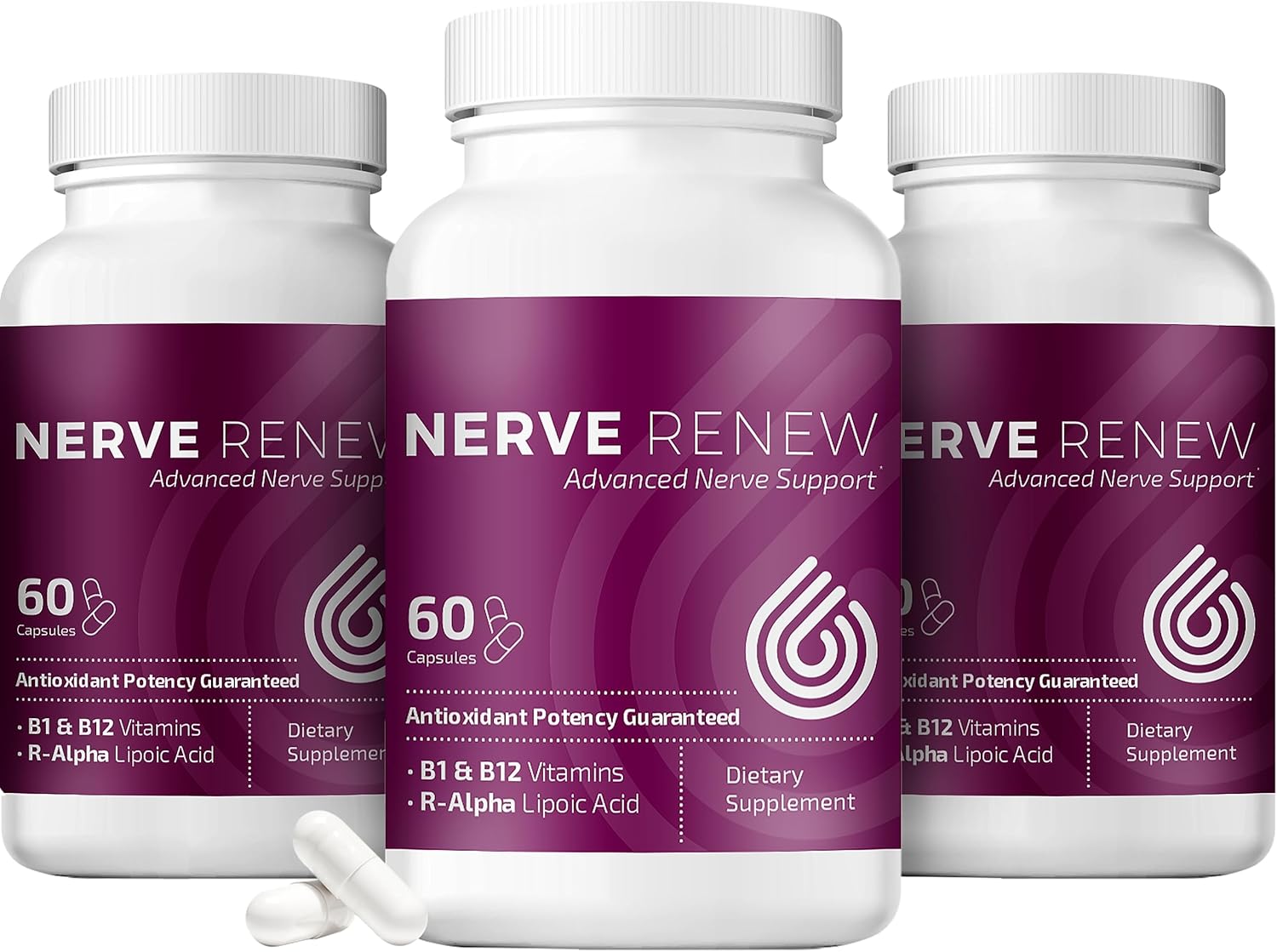 Nerve Renew Advanced Nerve Support - 300mg R-Alpha Lipoic Acid, Vitamin B Complex, Benfotiamine, Herbal Fast-Acting Support - 3 Pack