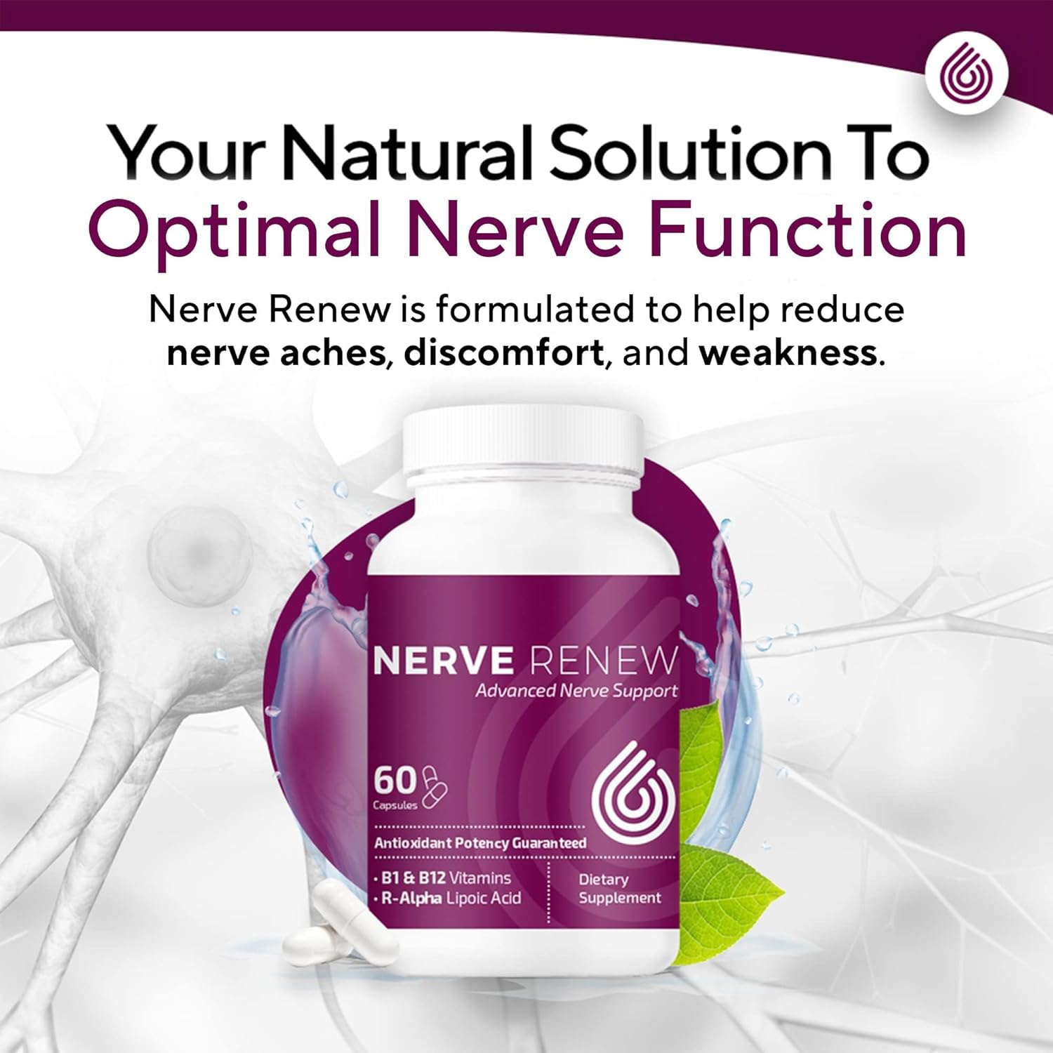 Nerve Renew Advanced Nerve Support - 300mg R-Alpha Lipoic Acid, Vitamin B Complex, Benfotiamine, Herbal Fast-Acting Support - 3 Pack