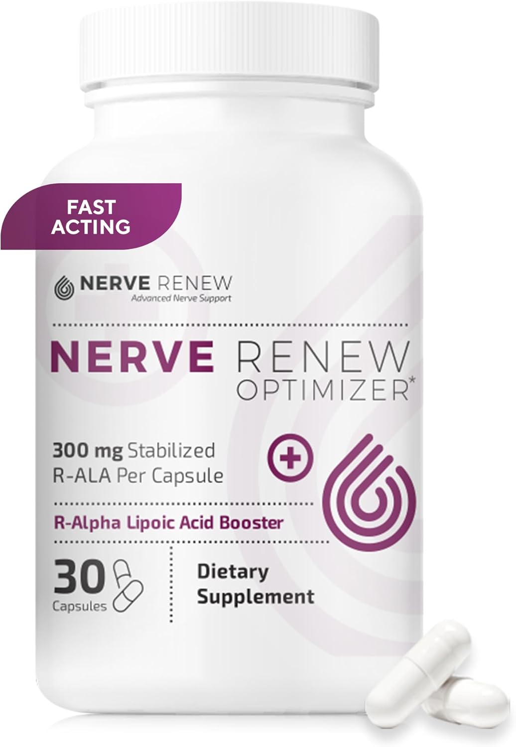 Nerve Renew Dietary Supplement - 30 Capsules - Stabilized R-Alpha Lipoic Acid for Nerve Discomfort - Fast Absorption - All Natural
