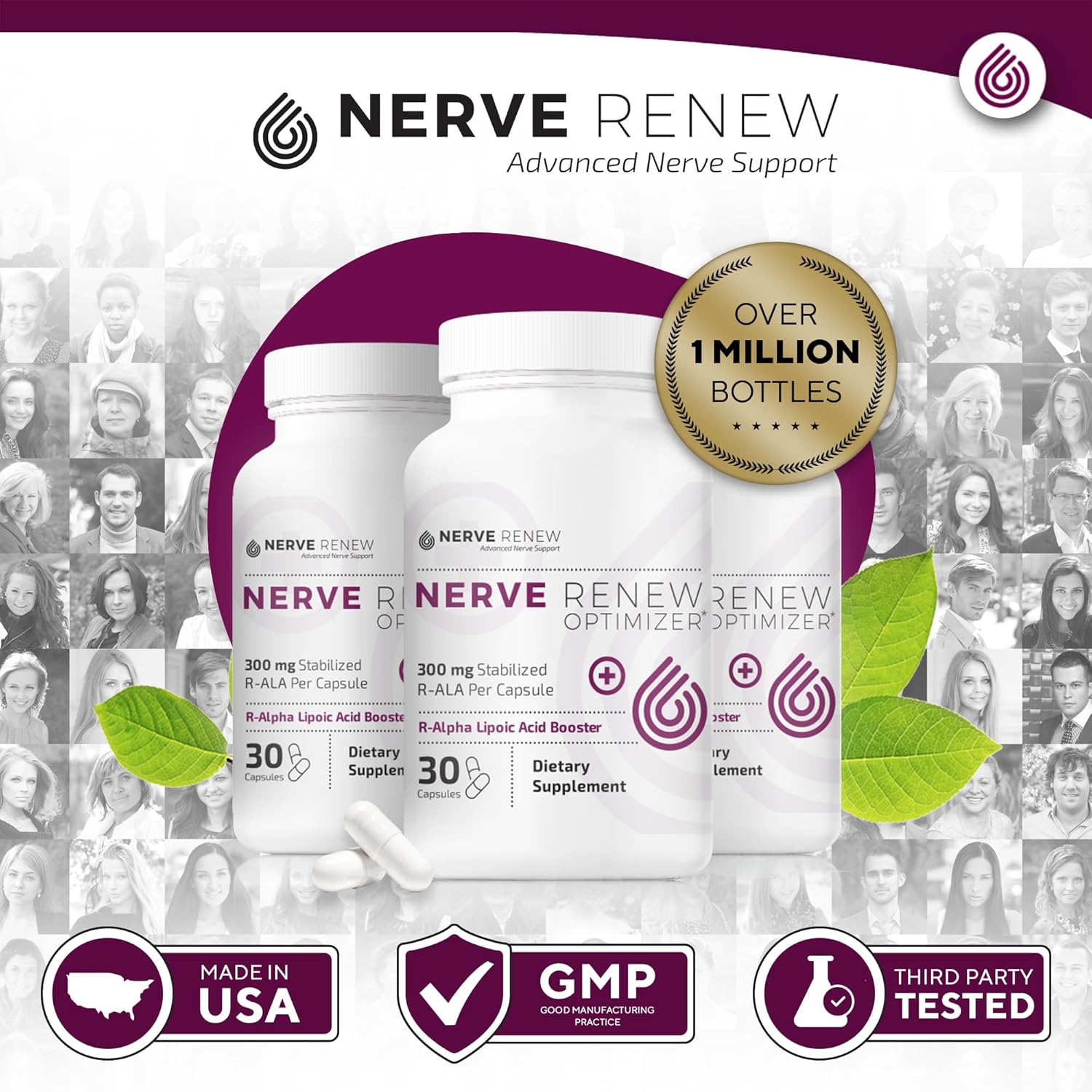 Nerve Renew Dietary Supplement - 30 Capsules - Stabilized R-Alpha Lipoic Acid for Nerve Discomfort - Fast Absorption - All Natural
