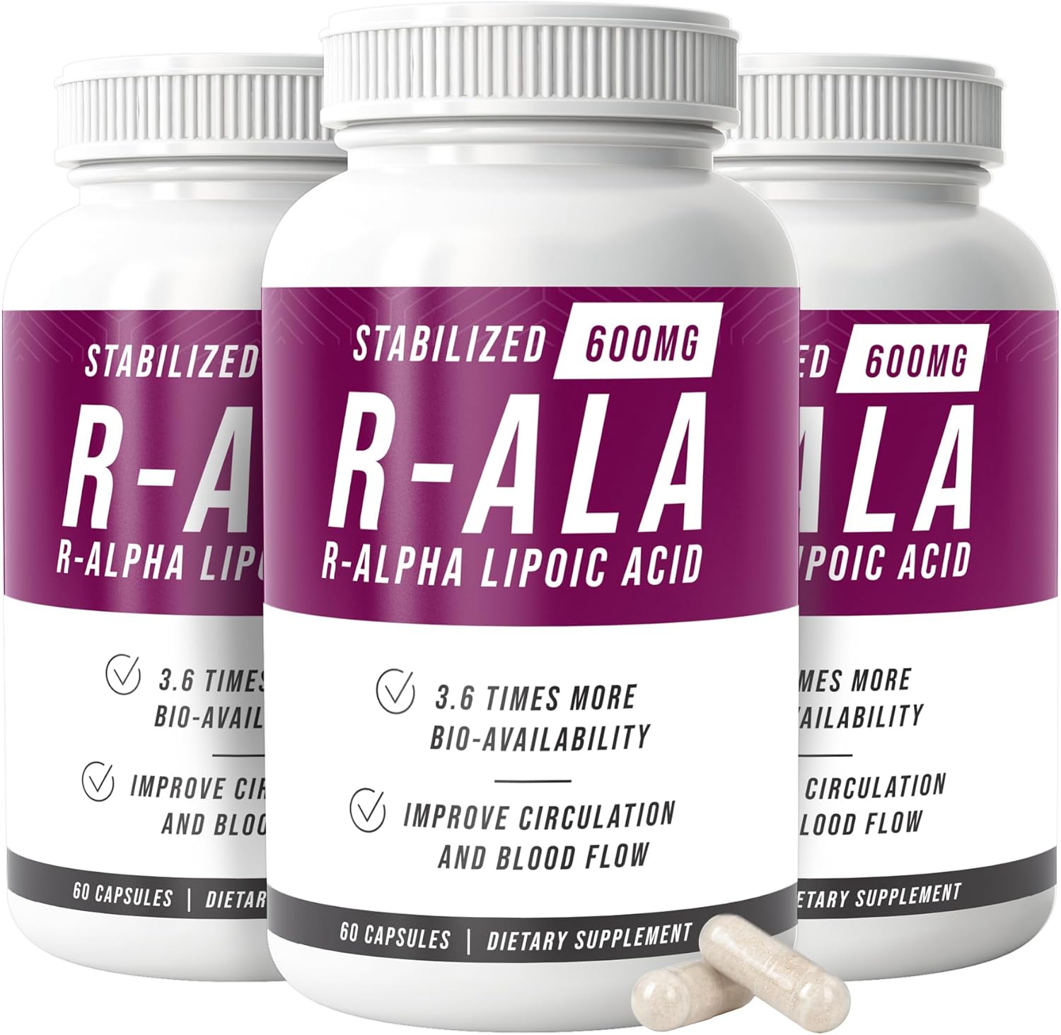 Nerve Renew R-ALA 600mg Supplement - Stabilized R Alpha Lipoic Acid for Nerve Support - 3 Pack