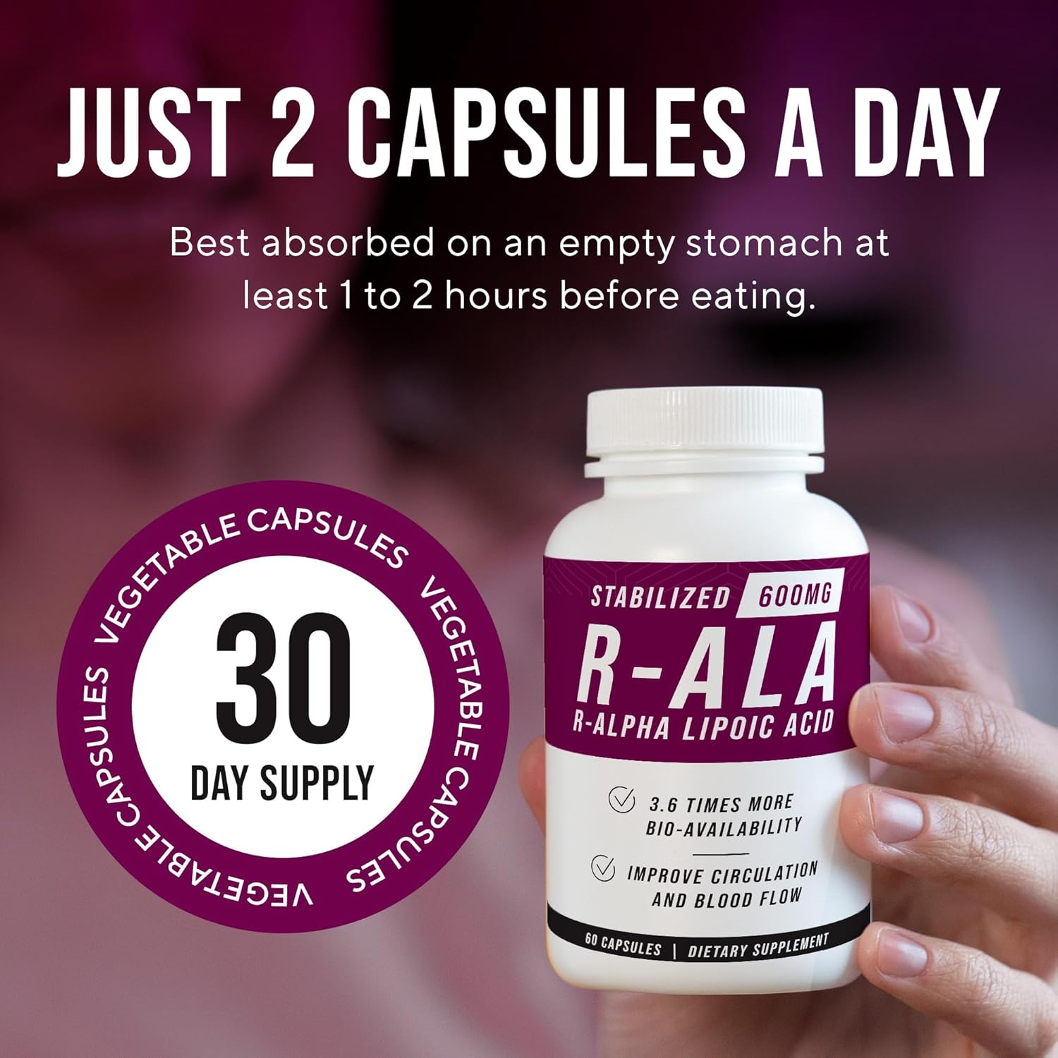 Nerve Renew R-ALA 600mg Supplement - Stabilized R Alpha Lipoic Acid for Nerve Support - 3 Pack