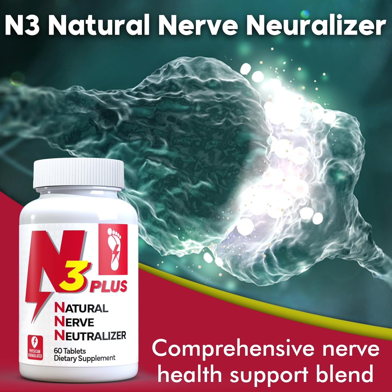 Nerve Repair & Regeneration Formula with Vitamin D3, B1, B6, B12, DHA, Alpha Lipoic Acid, Acetyl-L-Carnitine & Turmeric - Nerve Support Tablets