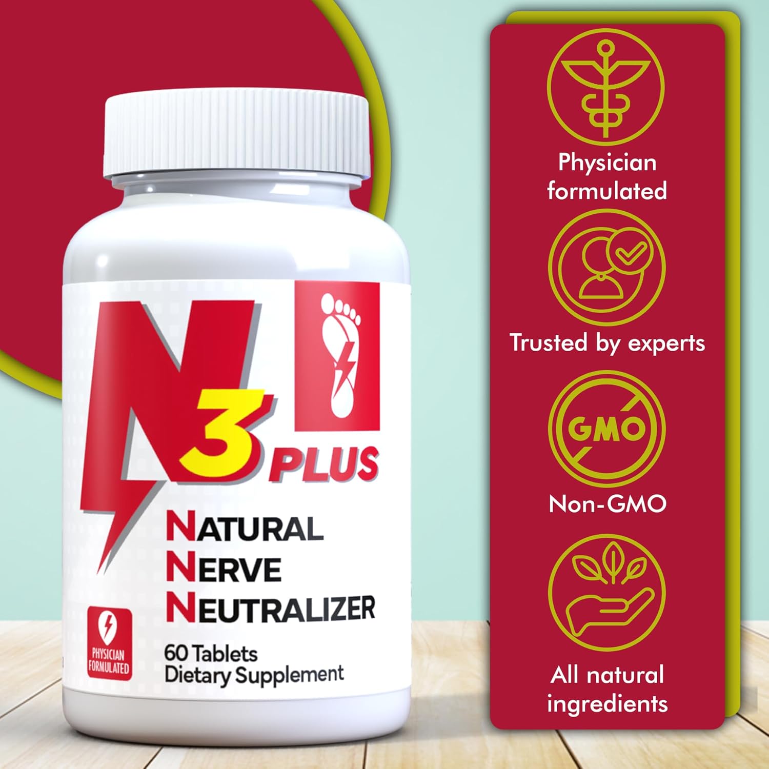 Nerve Repair & Regeneration Formula with Vitamin D3, B1, B6, B12, DHA, Alpha Lipoic Acid, Acetyl-L-Carnitine & Turmeric - Nerve Support Tablets