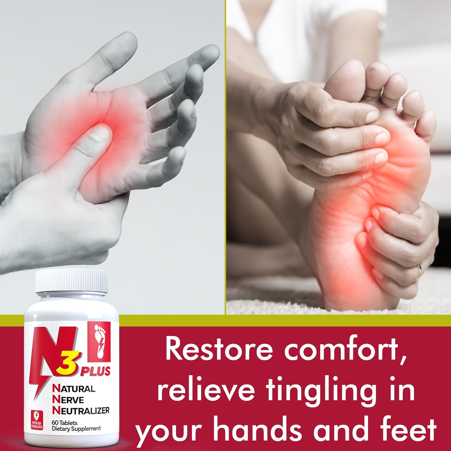 Nerve Repair & Regeneration Formula with Vitamin D3, B1, B6, B12, DHA, Alpha Lipoic Acid, Acetyl-L-Carnitine & Turmeric - Nerve Support Tablets