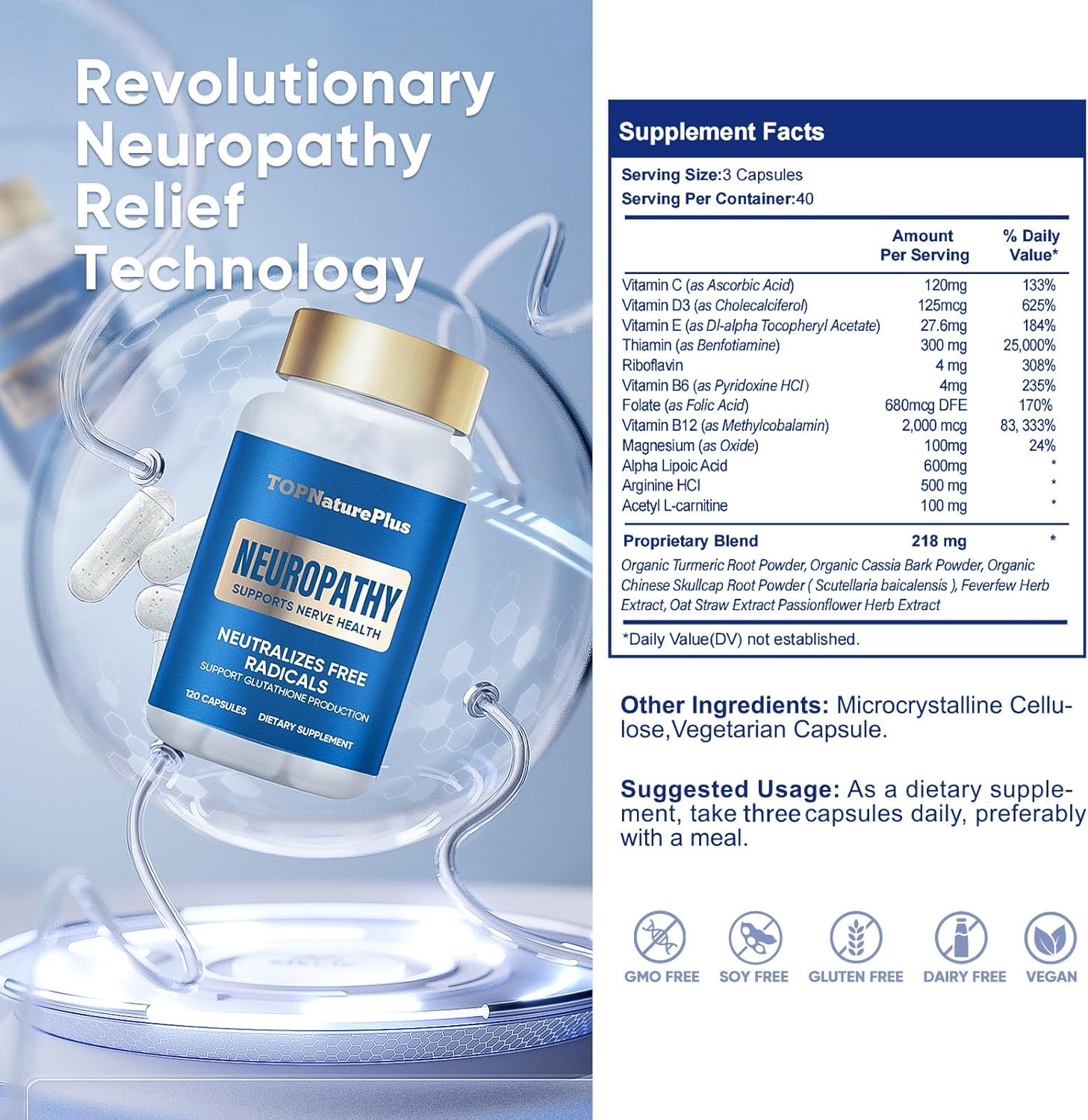 Nerve Savior Supplement for Neuropathy - Advanced Nerve Health Formula with 600mg Alpha Lipoic Acid-Benfotiamine - 120 Capsules