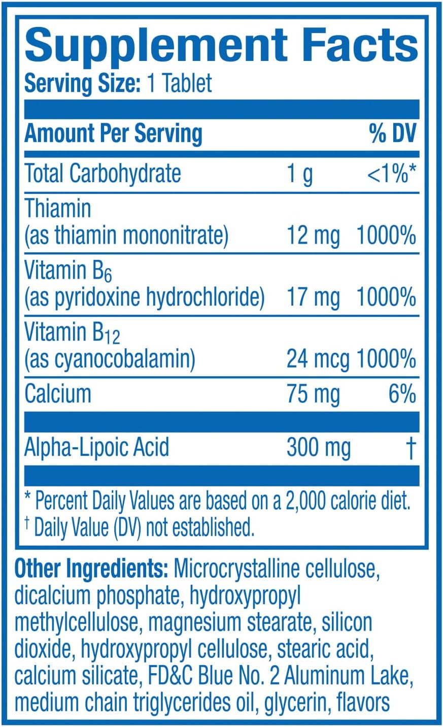 Nervive Nerve Health Supplement with Alpha Lipoic Acid, Vitamin B12, B6, B1 - 60 Tablets