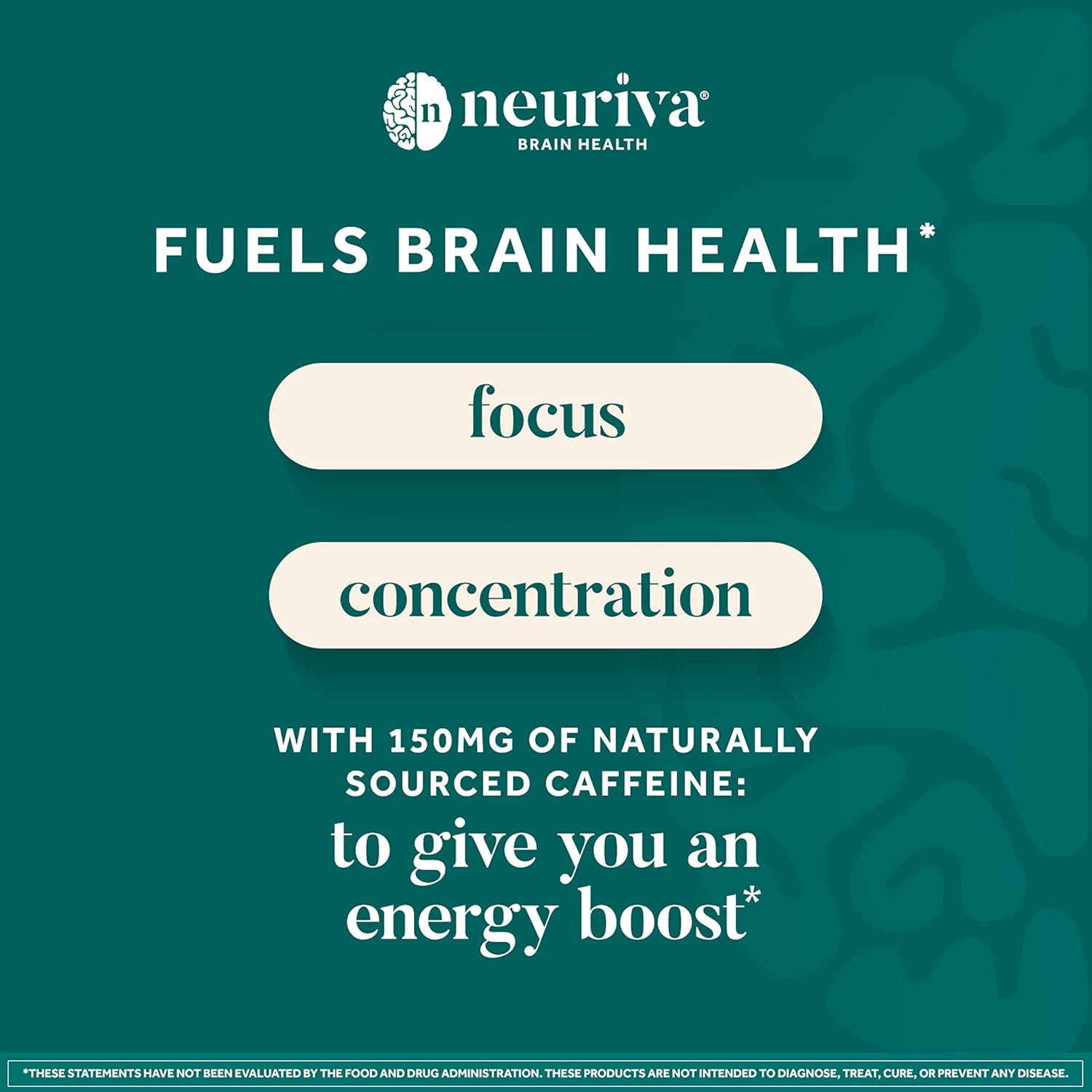 NEURIVA Brain + Energy Supplement with Neurofactor, Vitamin B12, Caffeine for Focus & Energy, 30ct Cherry Limeade Tablets