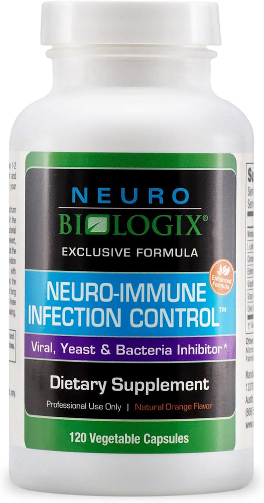 Neuro Biologix Neuro Immune Infection Control with Monolaurin, Lysine, Elderberry, Cinnamon & Olive Leaf - Gut & Immune Support Supplement for Yeast Balance & Digestive Health
