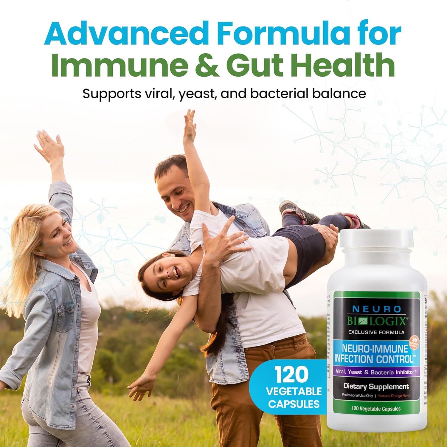 Neuro Biologix Neuro Immune Infection Control with Monolaurin, Lysine, Elderberry, Cinnamon & Olive Leaf - Gut & Immune Support Supplement for Yeast Balance & Digestive Health