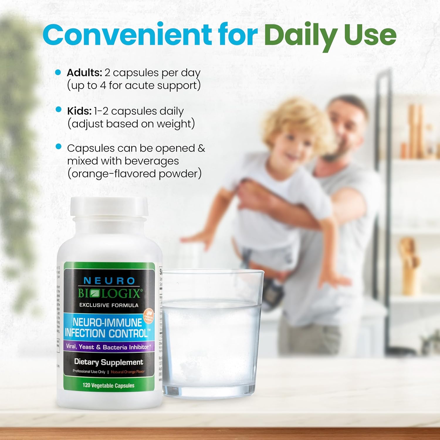 Neuro Biologix Neuro Immune Infection Control with Monolaurin, Lysine, Elderberry, Cinnamon & Olive Leaf - Gut & Immune Support Supplement for Yeast Balance & Digestive Health