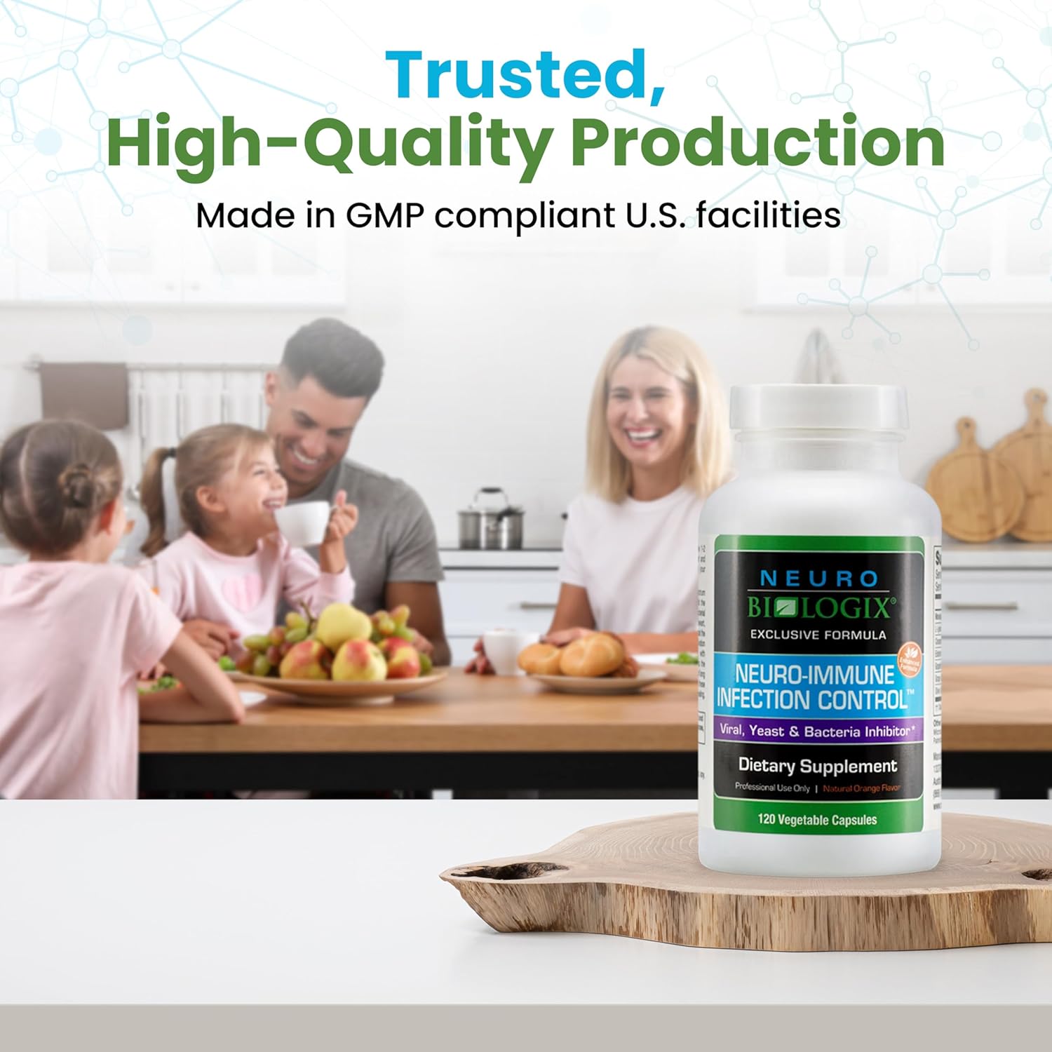 Neuro Biologix Neuro Immune Infection Control with Monolaurin, Lysine, Elderberry, Cinnamon & Olive Leaf - Gut & Immune Support Supplement for Yeast Balance & Digestive Health