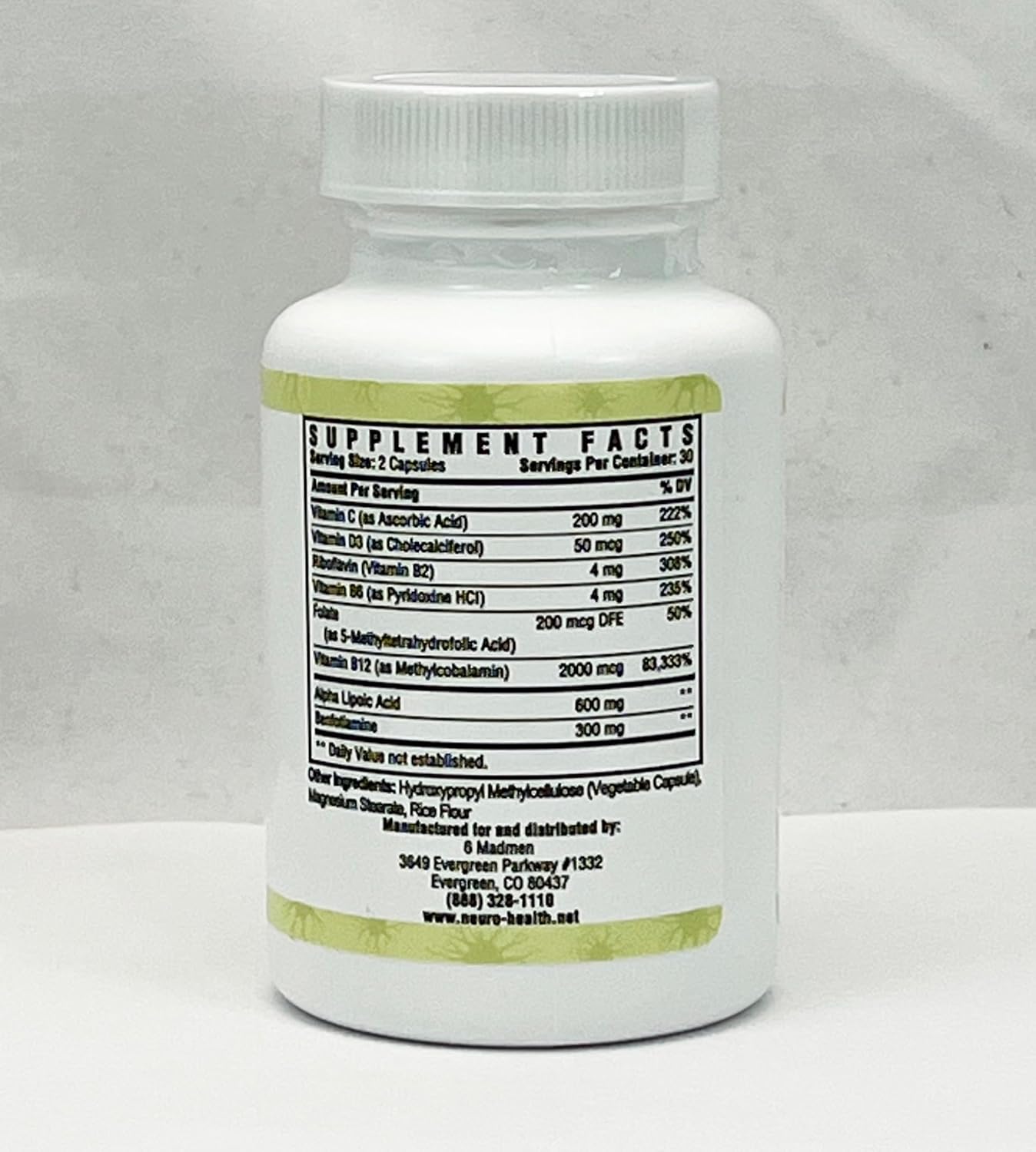 Neuro Health Nerve Support Formula with B Vitamins and Alpha Lipoic Acid - 360 Capsules for Neuropathy