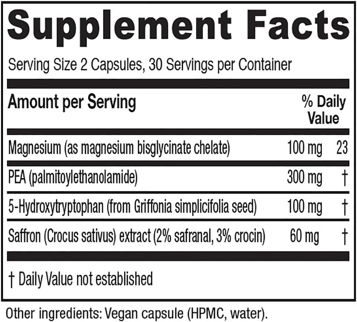 Neuro Muscular Support Supplement with Saffron Extract, 5-HTP, and PEA for Fibromyalgia Relief - 60 Vegan Capsules
