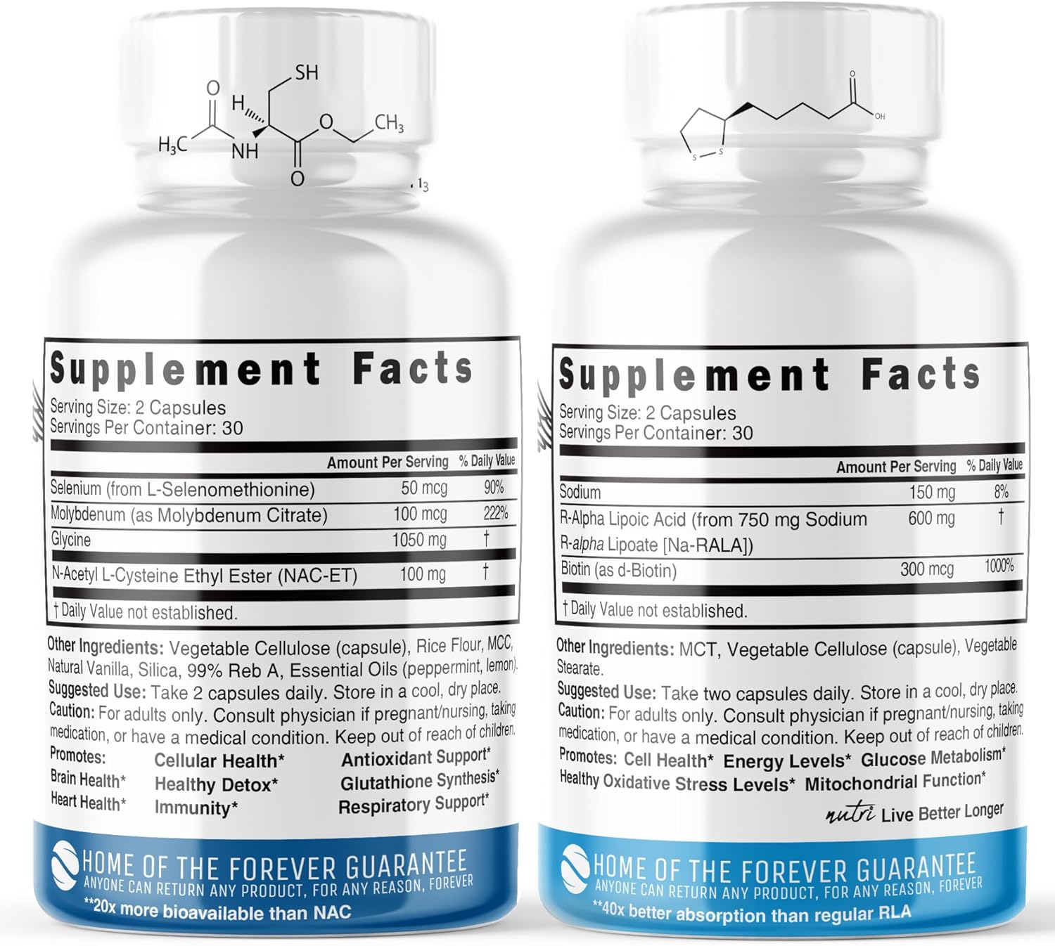 Neuro NAC Ethyl Ester and R Alpha Lipoic Acid 600mg Capsules by Nature's Fusions (60ct)