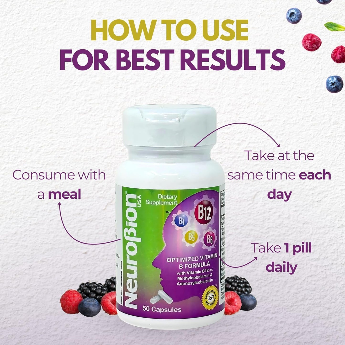 Neurobion Classic Formula B12 Methylcobalamin Dietary Supplement - 50 Capsules for Optimal Neuro Health