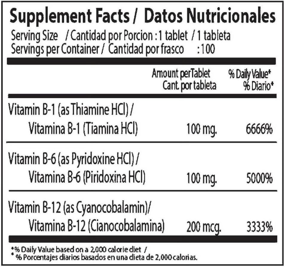 NeuroBion Classic Formula Tablets - High Potency 100 Count