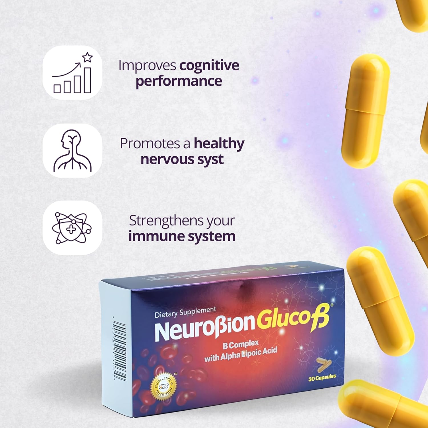Neurobion Gluco B with Alpha Lipoic Acid B Complex Supplement 30 Capsules