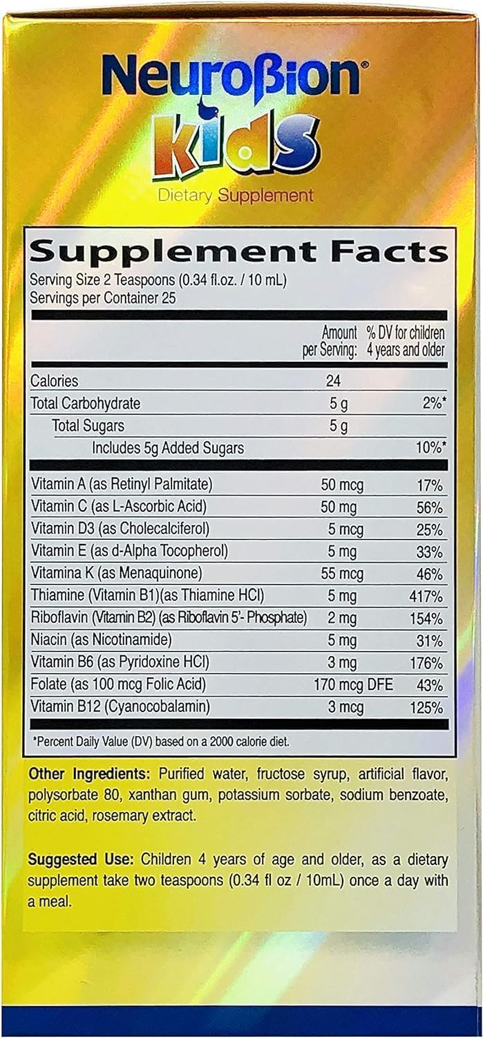 Neurobion Kids B Complex Liquid Multivitamin for Children - 8.5 fl oz - Boosts Health and Wellness