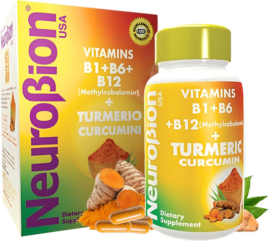 Neurobion Turmeric Curcumin 650mg Capsules with B12 - High Absorption Antioxidant Support Herbal Supplement - Ultra Potent Multivitamin Complex