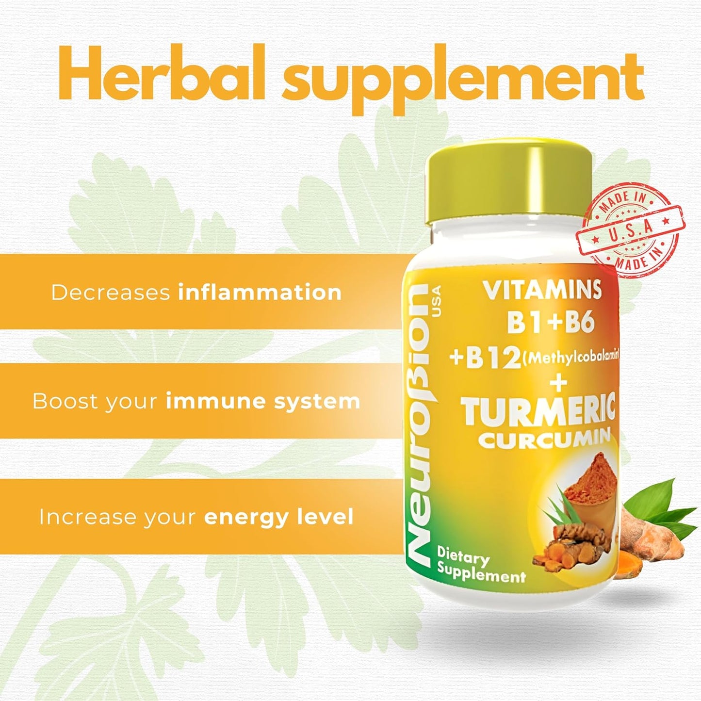 Neurobion Turmeric Curcumin 650mg Capsules with B12 - High Absorption Antioxidant Support Herbal Supplement - Ultra Potent Multivitamin Complex