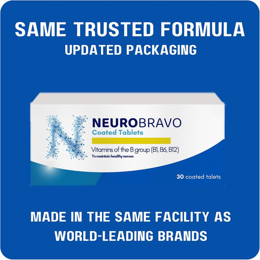 Neurobravo Nerve Health Supplement Tablets with Vitamin B1, B6, B12 for Pain Relief and Muscle Support