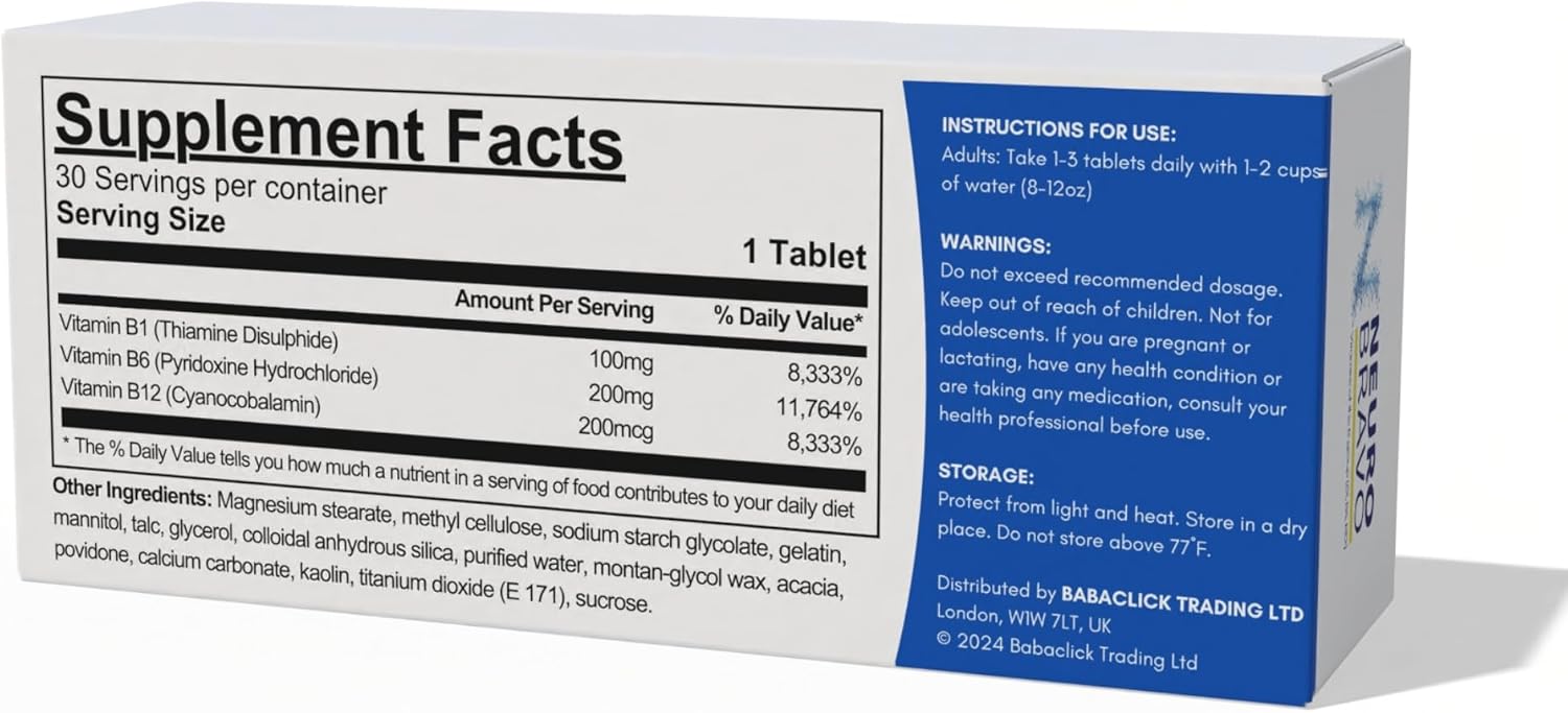 Neurobravo Nerve Health Supplement Tablets with Vitamin B1, B6, B12 for Pain Relief and Muscle Support