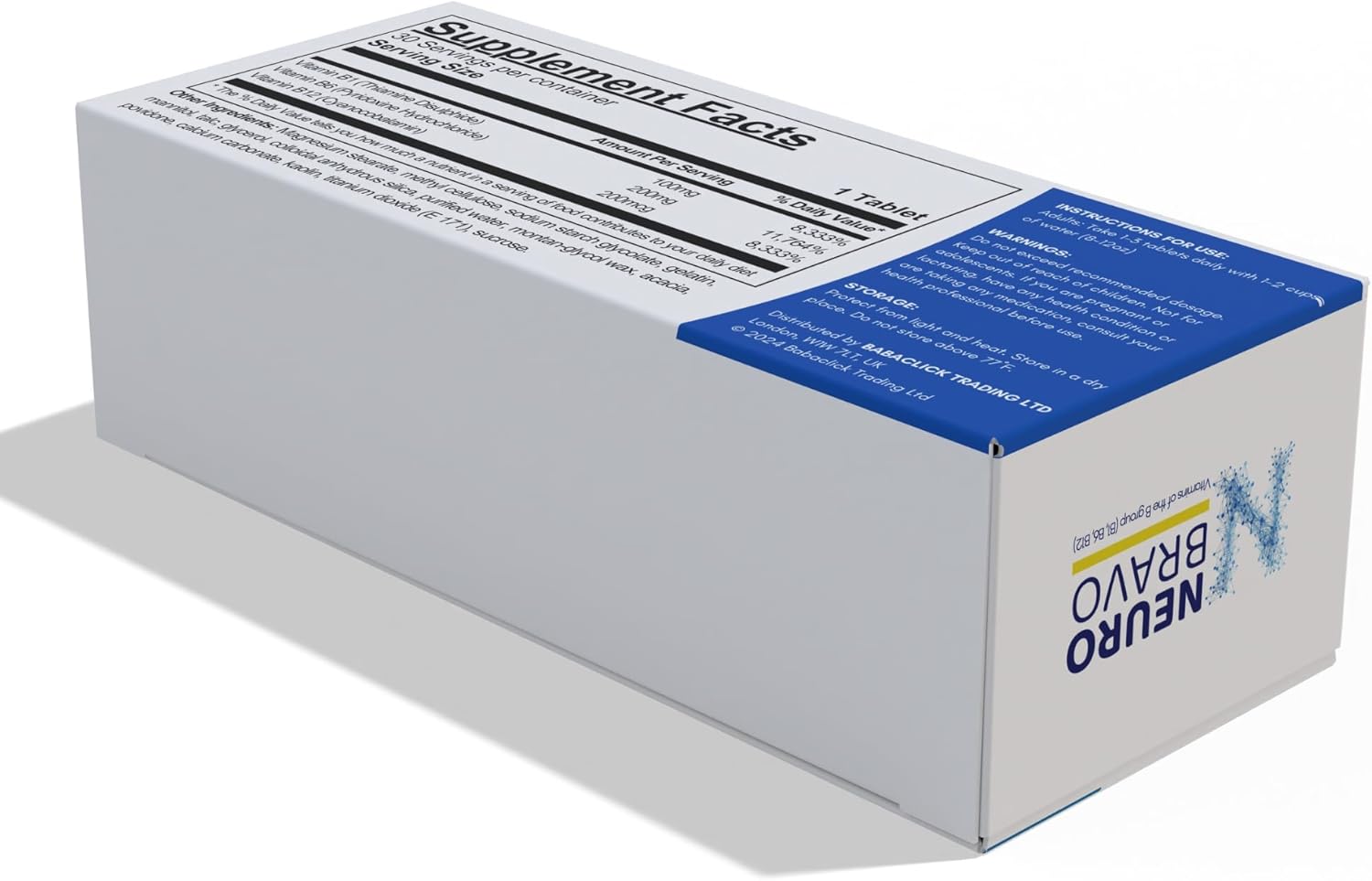 Neurobravo Nerve Health Supplement Tablets with Vitamin B1, B6, B12 for Pain Relief and Muscle Support