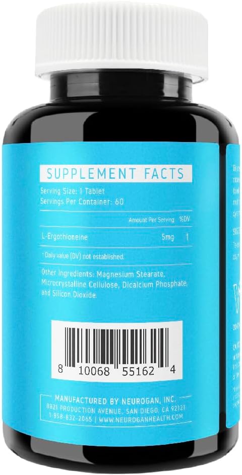 Neurogan L-Ergothioneine Tablets 5mg - Longevity & Brain Health Support Supplement - 60 Servings