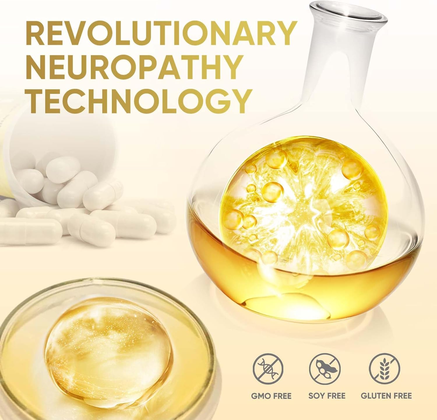 Neuropathy Support Supplement - 120 Capsules with 600mg Alpha Lipoic Acid for Nerve Relief in Hands, Feet, Toes - Peripheral Neuropathy Support