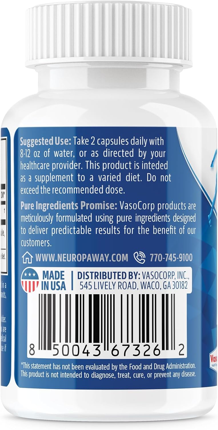 NeuropAWAY Elements N-Acetyl-L-Carnosine 600mg Capsules - 60CT, Acid Resistant, Third Party Tested & CGMP Manufactured
