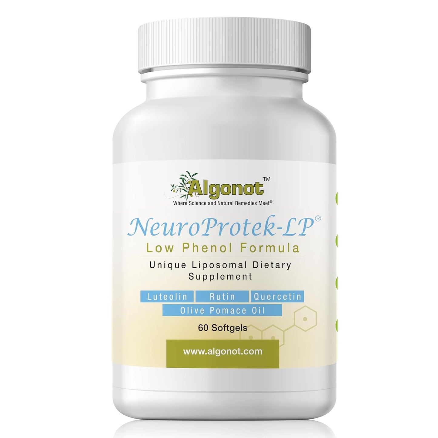NeuroProtek Low Phenol Soft Gels - 60 Count, Luteolin and Flavonoids in Olive Pomace Oil